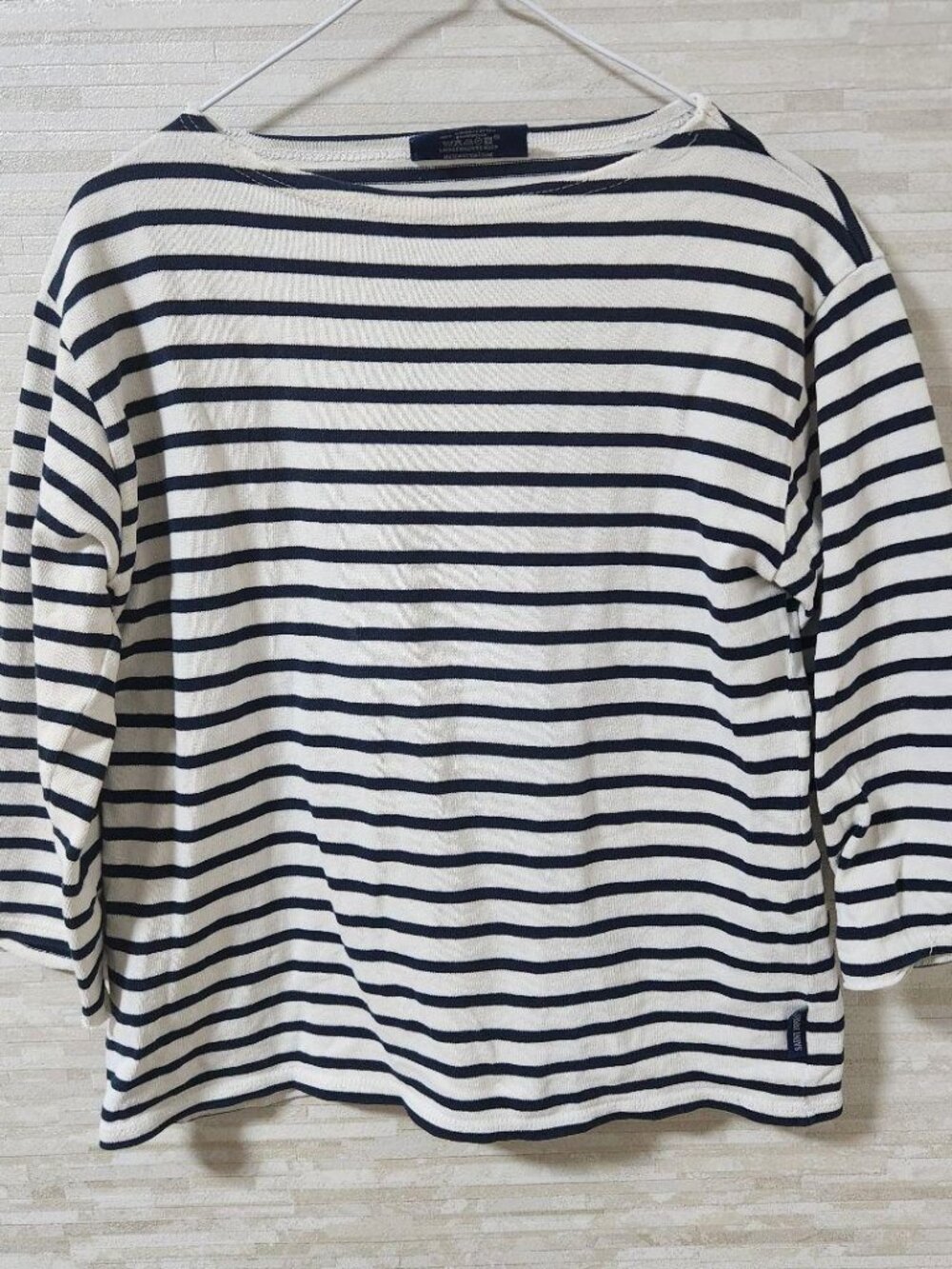 Croco Striped Cut and Sew T Shirt White/Black